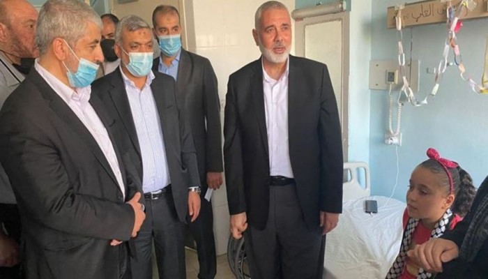 هنية ومشعل وقيادات حماس يعودون مصابي غزة بالأردن