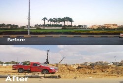 نشطاء يتداولون صور تجريف أشجار وغطاء نباتي بميدان بالقاهرة الجديدة
