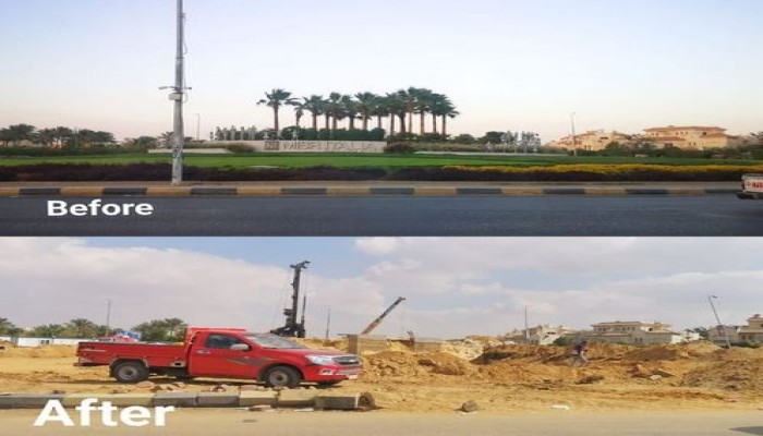 نشطاء يتداولون صور تجريف أشجار وغطاء نباتي بميدان بالقاهرة الجديدة