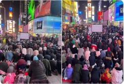 نيويورك.. نشطاء يتداولون صلاة التراويح بميدان تايم سكوير