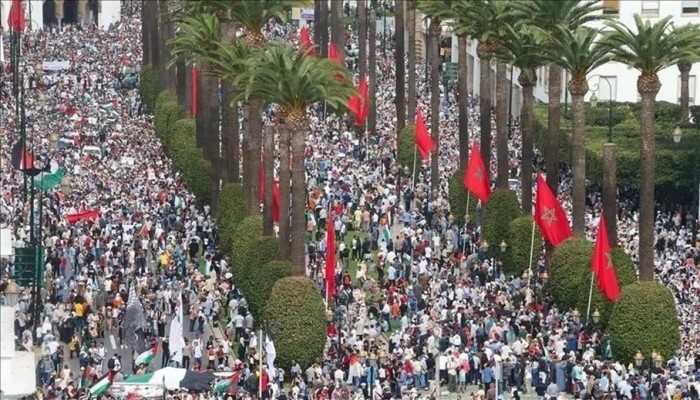 مظاهرات حاشدة بالمغرب في 58 مدينة تضامنا مع غزة