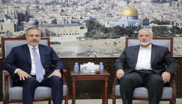 هنية يستقبل فيدان ويبحثان تطورات الحرب على غزة