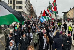 مظاهرة في السويد تضامنا مع الشعب الفلسطيني ضد مخططات التهجير