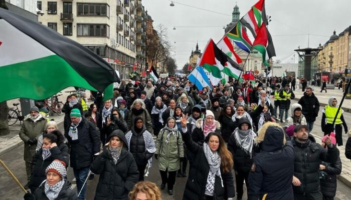 مظاهرة في السويد تضامنا مع الشعب الفلسطيني ضد مخططات التهجير