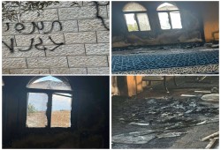 صهاينة يحرقون مسجدًا في سلفيت بالضفة المحتلة