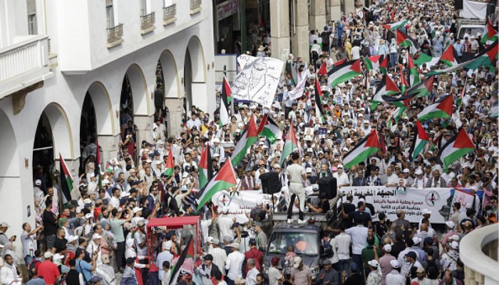 مظاهرات في 30 مدينة مغربية تضامناً مع غزة